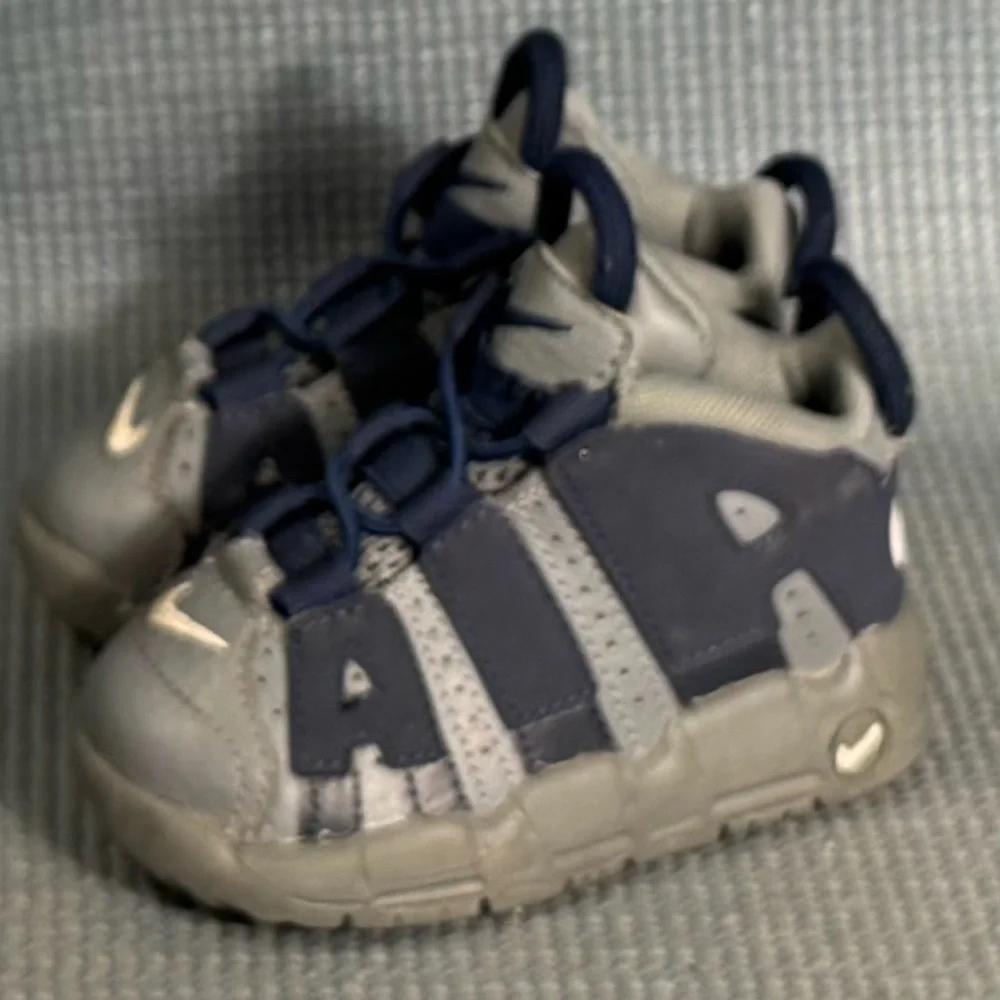 Nike‎ Air More Uptempo Cool Grey Midnight Navy (TD) Shoes DM3319-009 Size 5C
